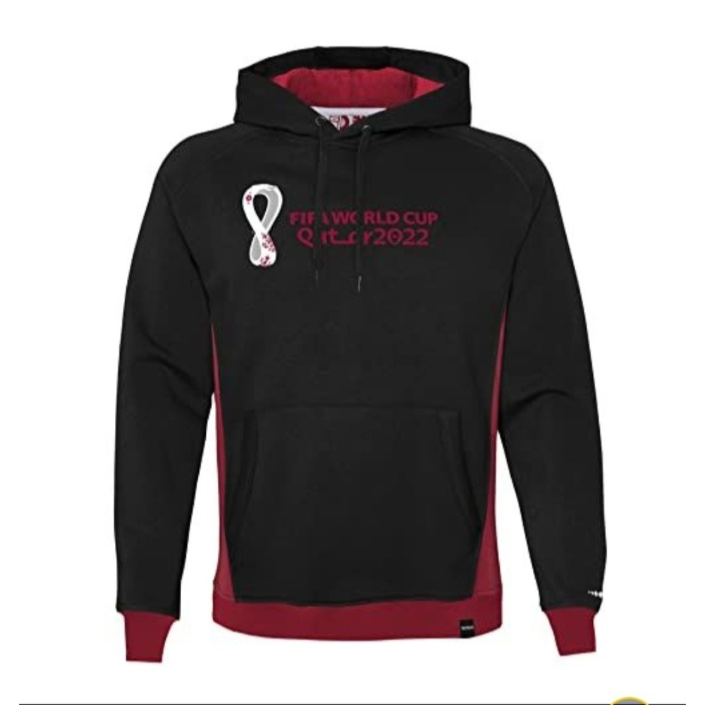 FIFA World Cup Qatar 2022 Hoodie Black Red Logo Pullover Hooded‎ Sweatshirt NWT